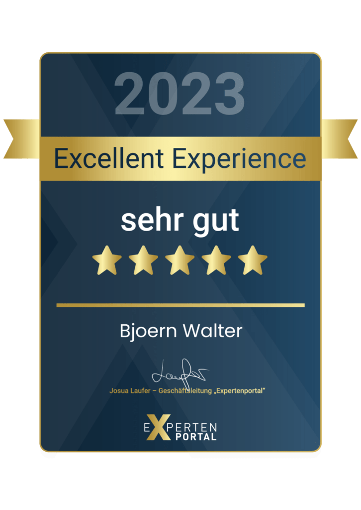 Expterten Auszeichnung Excellent Experience "Sehr gut"